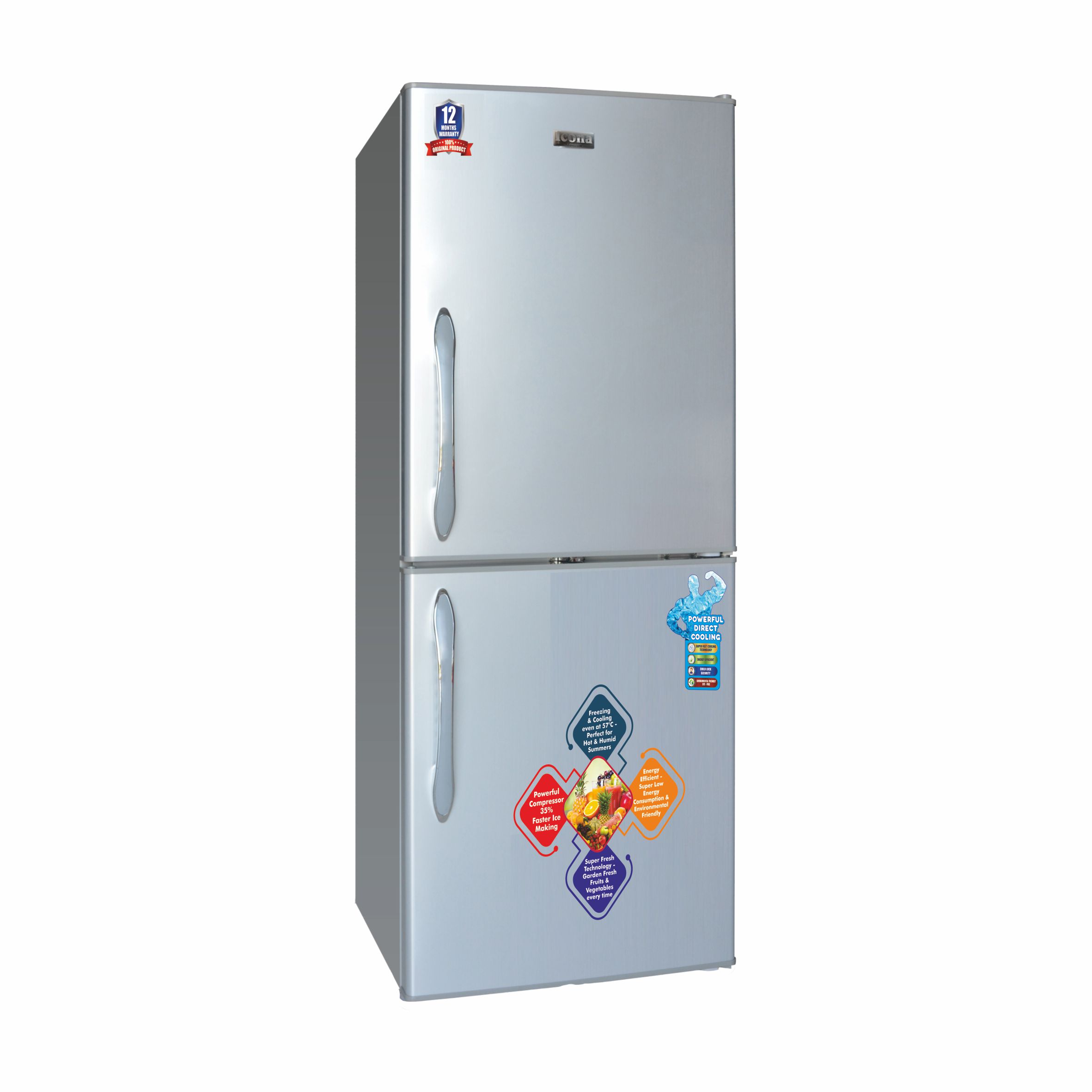 DOUBLE DOOR REFRIGERATOR WITH BOTTOM FREEZER ILRFC-225SS