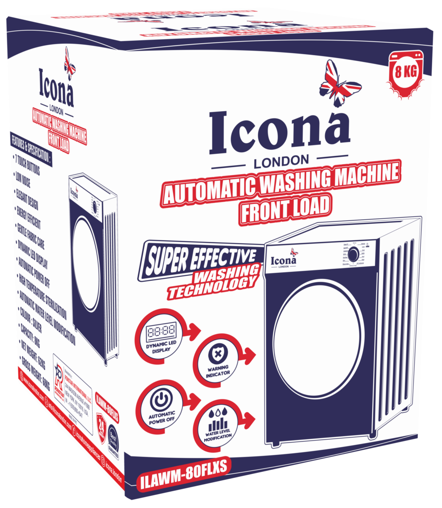 Icona 8kg Front Loading Washing Machine| LED Display [ILAWM-80FLXS ...